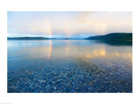 Framed Reflection of a rainbow in a lake, Lake Khovsgol, Sayan Mountains, Russian-Mongolian border Print