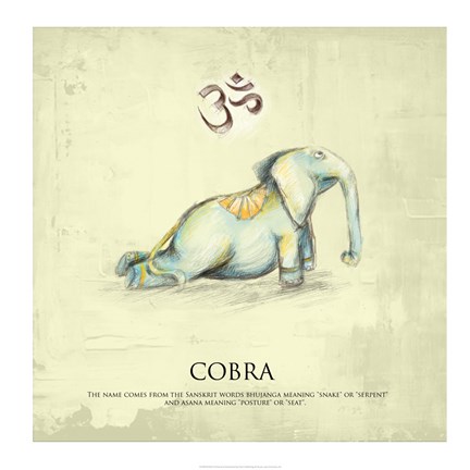 Framed Elephant Yoga, Cobra Pose Print