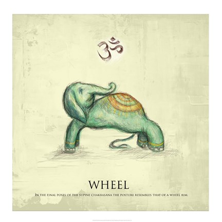 Framed Elephant Yoga, Wheel Pose Print