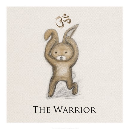 Framed Bunny Yoga,The Warrior Pose Print