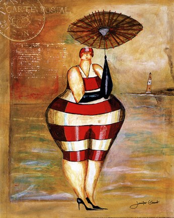 Framed Baigneur de Soleil II (with umbrella) Print