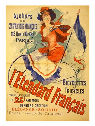 Framed I&#39;Etendard Francais Bicyclettes Print