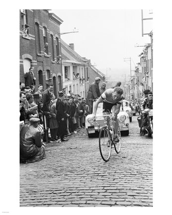 Framed Jaap Kersten in Geraardsbergen Tour de france 1961 Print