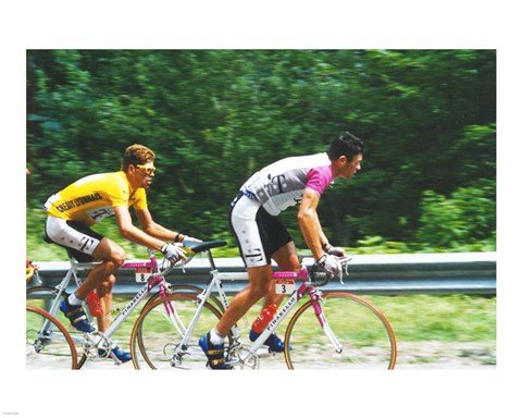 Framed Jan Ullrich and Udo Bolts crossing the Vosges mountains together in the 1997 Tour de France Print