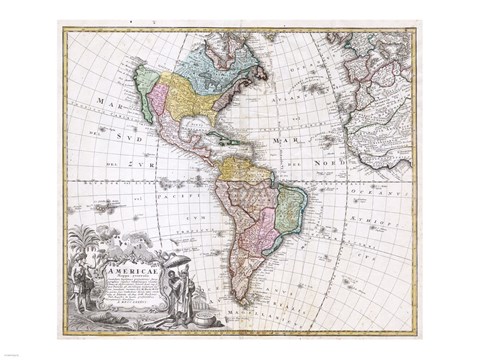 Framed 1846 Homann Heirs Map of North America Print