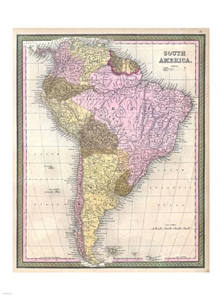 Framed 1850 Mitchell Map of South America - Geographicus Print