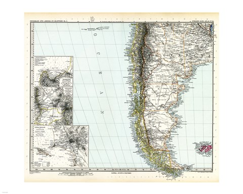 Framed Stielers Hand atlas 1891 Print