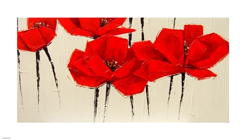 Framed Abstract Red Poppies Print