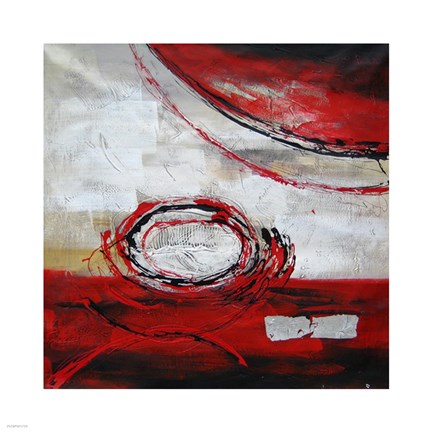 Framed Abstract Circles II - red Print