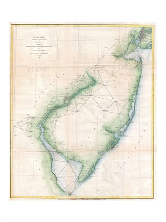 Framed 1873 U.S. Coast Survey Chart NJ and the Delaware Bay Print