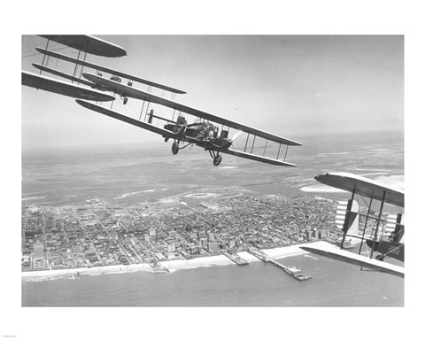 Framed U.S. Army Air Corps Curtiss B-2 Condor bombers flying over Atlantic City Print