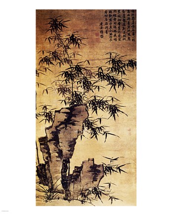 Framed Xia Chang-Bamboo and Stone Print