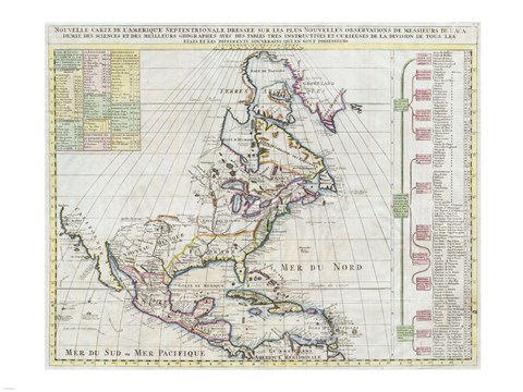 Framed 1720 Chatelain Map of North America Print