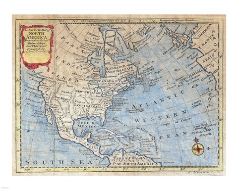 Framed 1747 Bowen Map of North America Print
