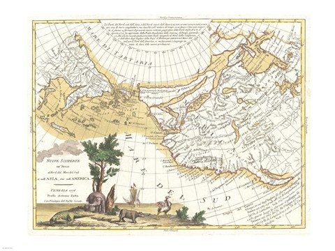 Framed 1776 Zatta Map of California and the Western Parts of North America Print