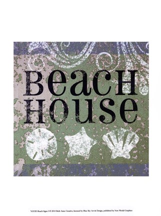 Framed Beach Signs I Print