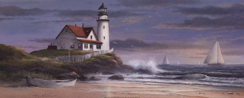 Framed Lighthouse at Dusk Print