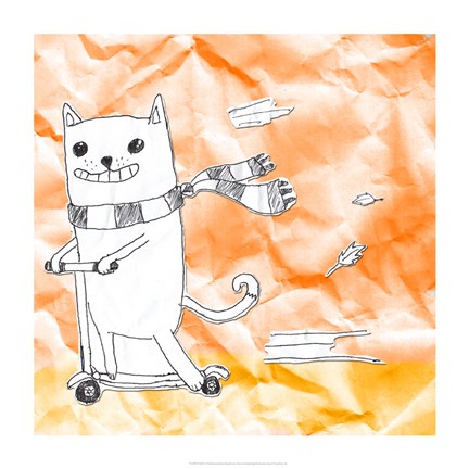 Framed Skateboarding Cat II Print