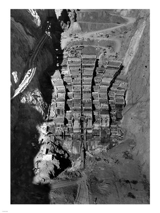 Framed Dam structure as seen from skip on 150-ton cableway. View is made on center line of structure from elevation 1000 Print