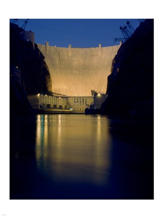 Framed Hoover Dam at night Print