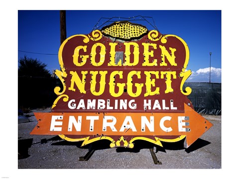 Framed Golden Nugget historic casino sign in the Neon Boneyard, Las Vegas Print