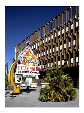 Framed Flame Restaurant sign Freemont street Las Vegas Print