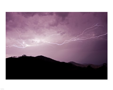 Framed Cloud to cloud lightning strike Print