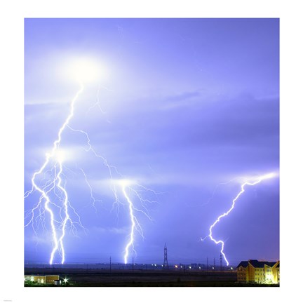 Framed Lightning over Oradea Romania Print