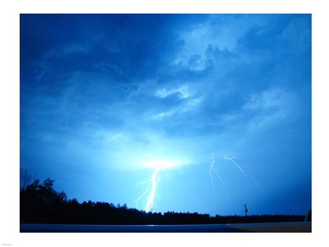 Framed Lightning Over Edson Print