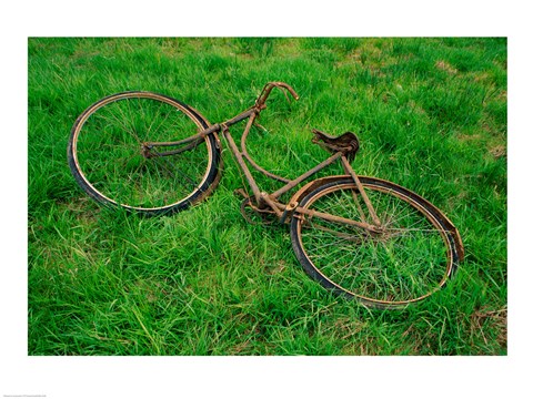 Framed High angle view of an old bicycle Print