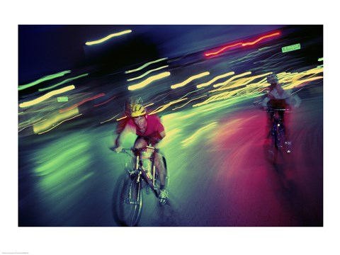 Framed Young man riding a bicycle Print