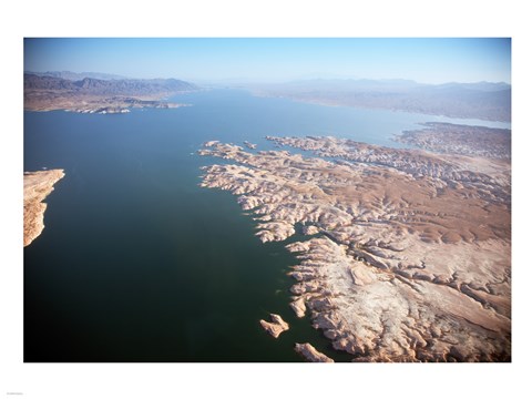 Framed Aerial view, Lake Mead near Las Vegas, Nevada and the Grand Canyon Print