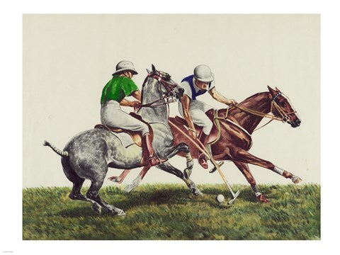 Framed Polo - two horses Print