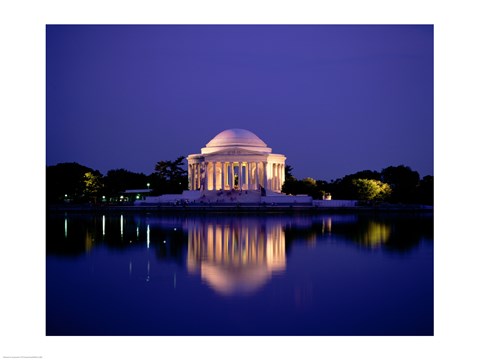 Framed Jefferson Memorial Lit At Dusk, Washington, D.C., USA Print