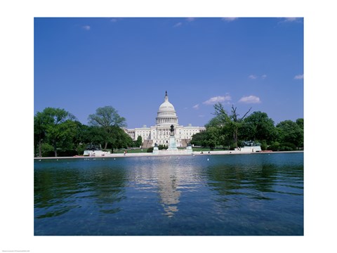 Framed Pond in front of the Capitol Building, Washington, D.C., USA Print