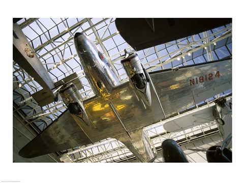 Framed Low angle view of an aircraft displayed in a museum, National Air and Space Museum, Washington DC, USA Print