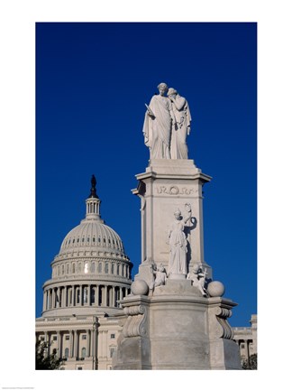 Framed Monument in front of a government building, Peace Monument, State Capitol Building, Washington DC, USA Print
