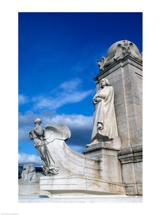 Framed Statue of Christopher Columbus in front of railroad station, Union Station, Washington DC, USA Print