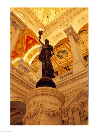 Framed USA, Washington DC, Library of Congress interior with sculpture Print