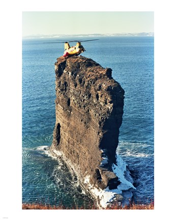 Framed Labrador helicopter landing Bell Island Print