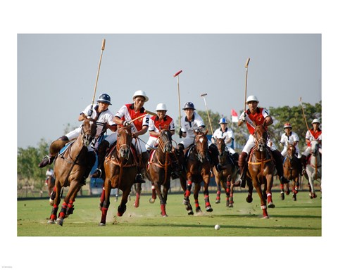 Framed Indonesia plays against Thailand in a round robin SEA Games 2007 Thailand Polo match Print