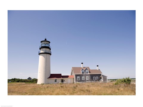 Framed Lighthouse in a field, Cape Cod Lighthouse (Highland), North Truro, Massachusetts, USA Print