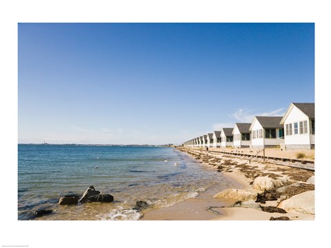 Framed Beach huts in row, Cape Cod, Massachusetts, USA Print