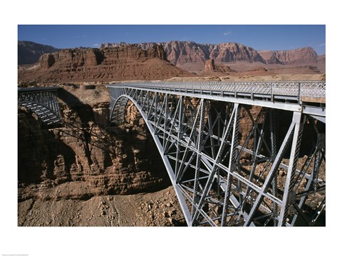 Framed Bridge across a river, Navajo Bridge, Colorado River, Grand Canyon National Park, Arizona, USA Print