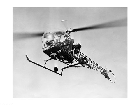 Framed Low angle view of military helicopter in flight Print