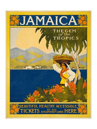 Framed Jamaica, the gem of the tropics, travel poster, 1910 Print