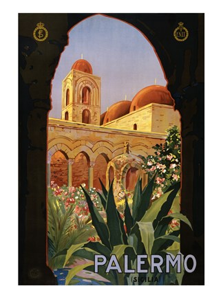 Framed Palermo, travel poster 1920 Print