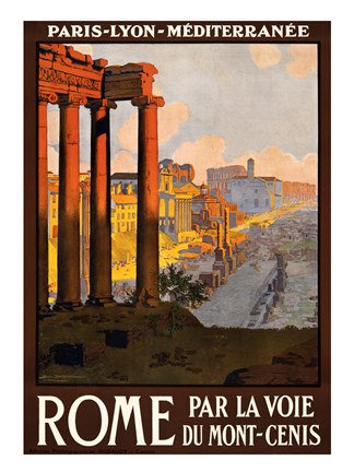 Framed Rome par la voie du Mont-Cenis, travel poster 1920 Print
