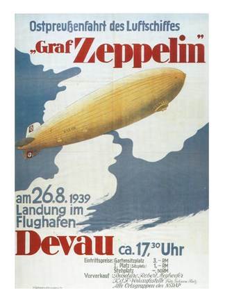 Framed Zeppelin in Devau 1939 Print