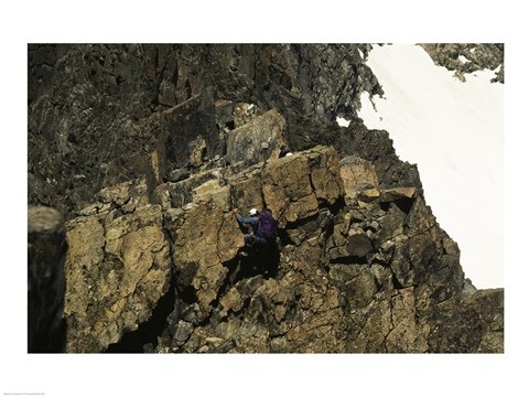Framed High angle view of a person mountain climbing, Ansel Adams Wilderness, California, USA Print